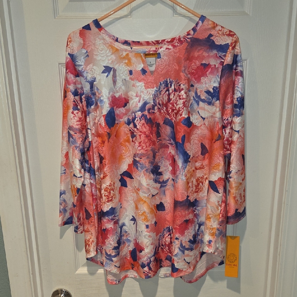 (New) Ruby Rd. Floral Women's Top - Multicolor Size L